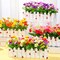4-Piece Artificial Daisy Plants in Picket Fence Pots – Colorful Spring Decor for Home, Office & Wedding